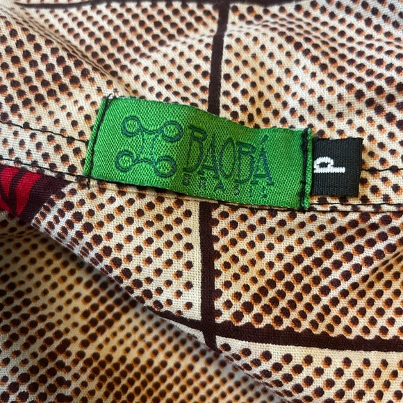 Baobá Brasil Red Cream Black Geometric Full Zip Mini Dress w Pockets Small - Picture 5 of 5